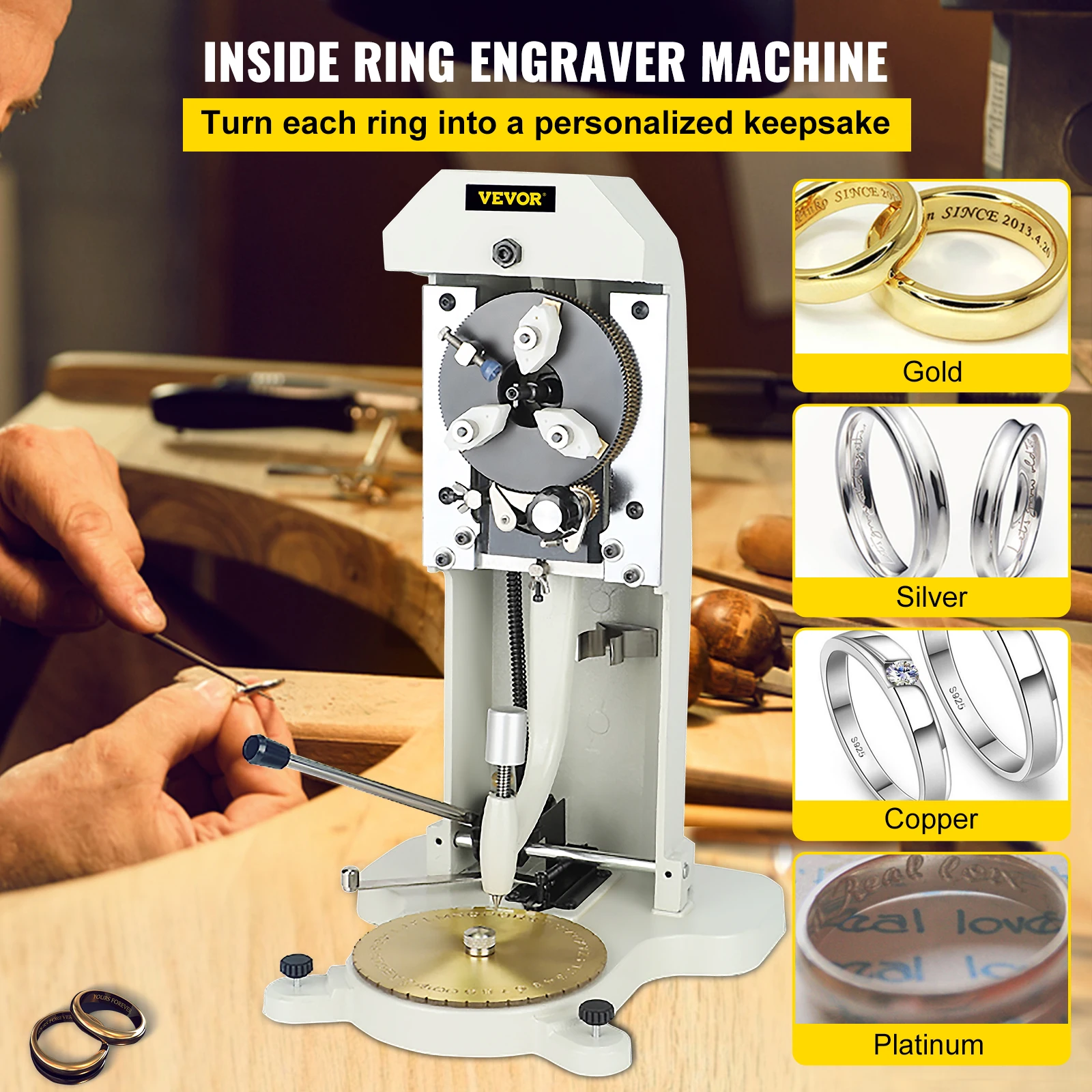 VEVOR Inside Ring Engraver Stamper Gold Silver Jewelry Making Engraving Machine 2